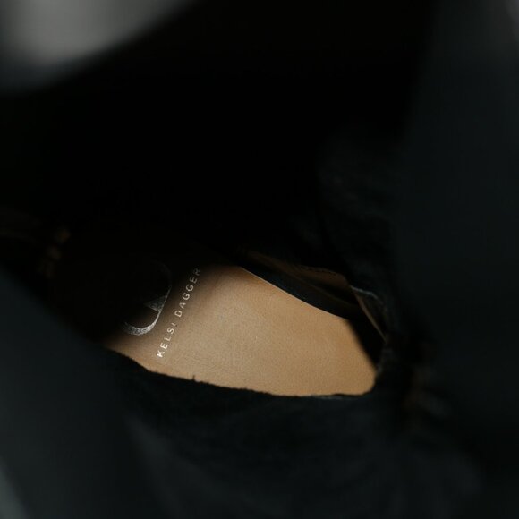 Kelsi Dagger Womens Tassie Boots Size 7.5 Black Suede Slouch Pull On Moto Buckle - Picture 8 of 16